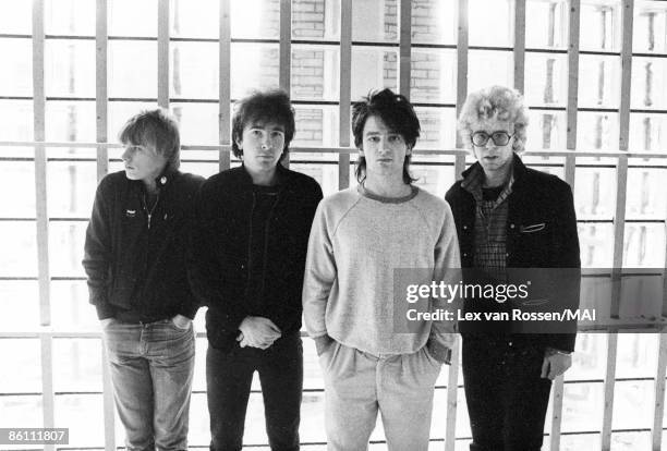 Photo of U2, L-R: Larry Mullen Jnr, The Edge, Bono, Adam Clayton - posed, group shot