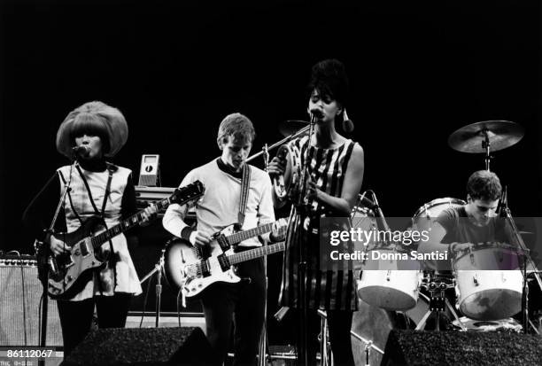 Photo of B-52's and Keith STRICKLAND and Cindy WILSON and B52'S and Kate PIERSON; Performing live on stage at the Greek Theatre L-R Cindy Wilson,...