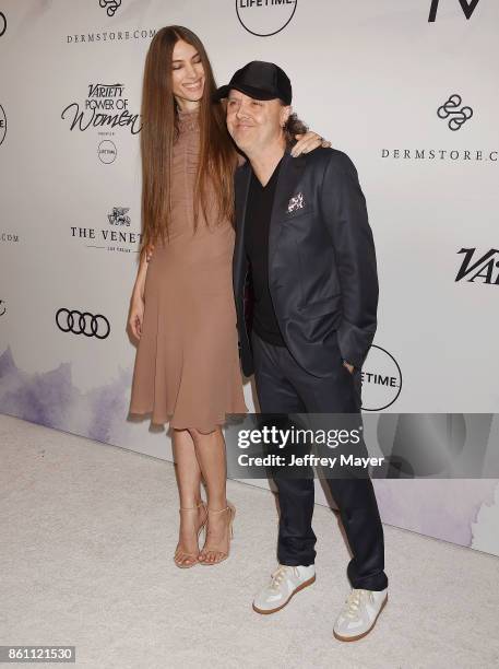 Musician Lars Ulrich and Jessica Miller arrive at the Variety's Power Of Women: Los Angeles at the Beverly Wilshire Four Seasons Hotel on October 13,...