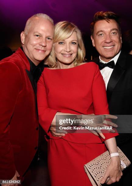 Producer Ryan Murphy, journalist Diane Sawyer and Kevin Huvane of CAA attend the amfAR Gala Los Angeles 2017 at Ron Burkle's Green Acres Estate on...