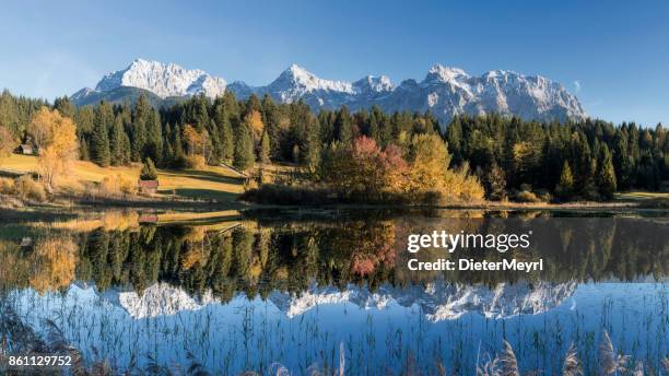 indian summer at karwendel mountains, bavarian alps, xxl panorama - xxl stock pictures, royalty-free photos & images