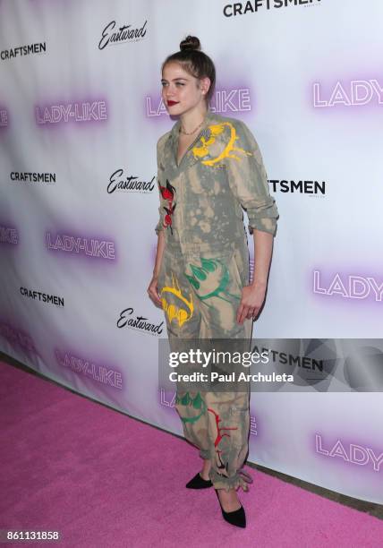 Actress Olivia Luccardi attends the premiere of "Lady-Like" at The Academy Of Motion Picture Arts And Sciences on October 13, 2017 in Los Angeles,...