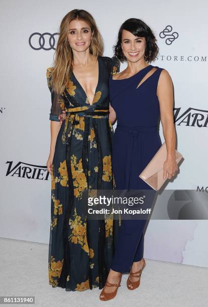 Shiri Appleby and Constance Zimmer arrive at Variety's Power Of Women: Los Angeles at the Beverly Wilshire Four Seasons Hotel on October 13, 2017 in...