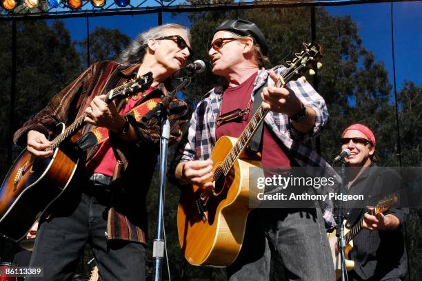 Photo of FLATLANDERS and Jimmie Dale GILMORE and Butch HANCOCK, Jimmie Dale Gilmore and Butch Hancock performing on stage at Hardly Strictly Bluegrass