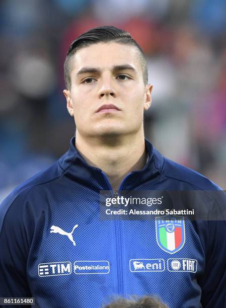 Andrea Favilli of Italy U21 looks on before the international friendly match between Italy U21 and Morocco U21 at Stadio Paolo Mazza on October 10,...