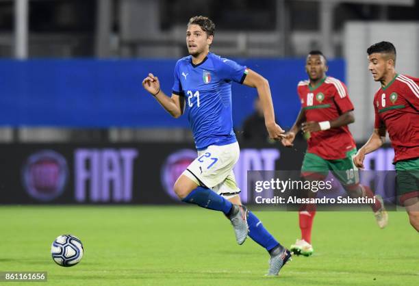 Manuel Locatelli of Italy U21 in action during the international friendly match between Italy U21 and Morocco U21 at Stadio Paolo Mazza on October...