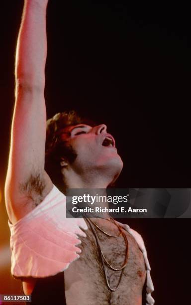 Photo of QUEEN, Freddie Mercury performing live onstage