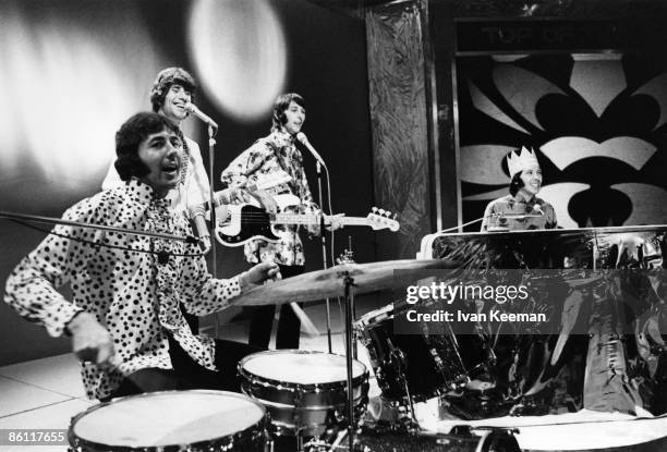 English group The Tremeloes perform the single 'Even the Bad Times are Good' on the set of the BBC Television pop music television show 'Top of the...