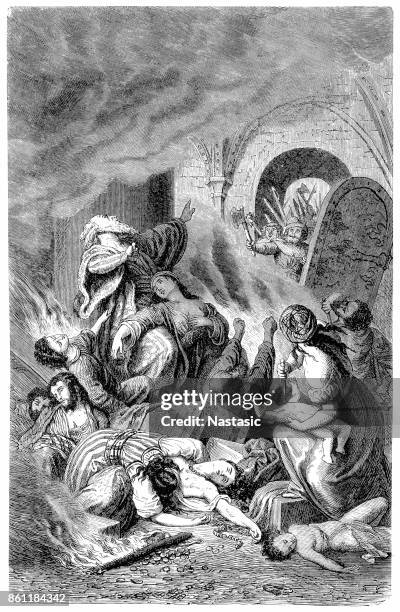 death of the rabbi and the jews at york - york yorkshire stock illustrations