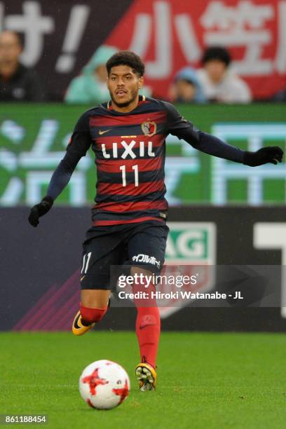 Leandro of Kashima Antlers in action during the J.League J1 match between Kashima Antlers and Sanfrecce Hiroshima at Kashima Soccer Stadium on...