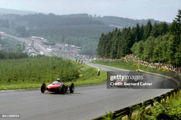 Phil Hill, Ricardo Rodriguez, Ferrari 156 Sharknose, Grand Prix of Belgium, Circuit de Spa-Francorchamps, 17 June 1962. Phil Hill and teammate...