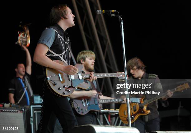 Photo of Win BUTLER and ARCADE FIRE, Win Butler, Tim Kingsbury and Will Butler performing live onstage at Flemington Racecourse