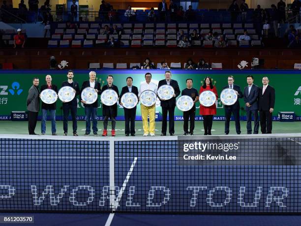 Shanghai Rolex Masters Sponsers pose with their trophies at the Long Term Partners Appreciation Ceremony at 2017 ATP 1000 Shanghai Rolex Masters lon...