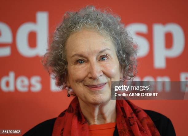 Canadian author Margaret Atwood attends a press conference on October 14, 2017 at the Frankfurt Book Fair in Frankfurt am Main, western Germany....