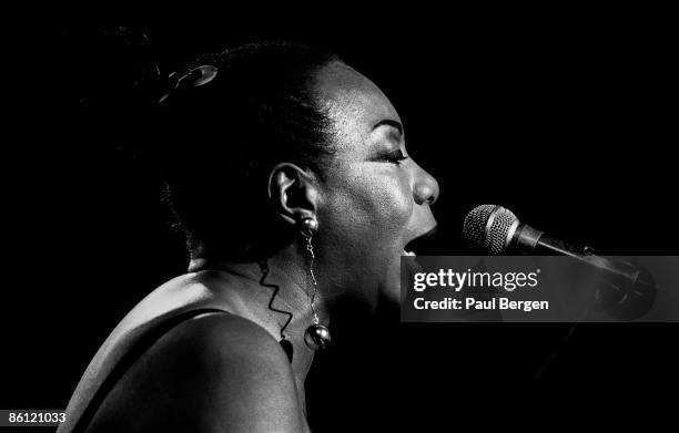 Photo of Nina SIMONE; Nina Simone performing on stage at JazzMecca in Maastricht, profile