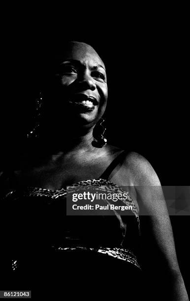 Photo of Nina SIMONE; Nina Simone portrait on stage at JazzMecca in Maastricht