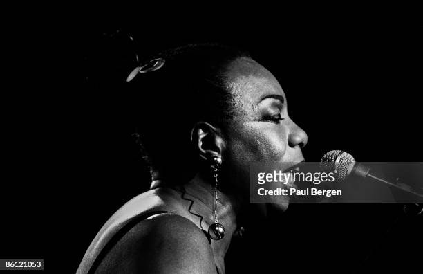 Photo of Nina SIMONE; Nina Simone performing on stage at JazzMecca in Maastricht, profile