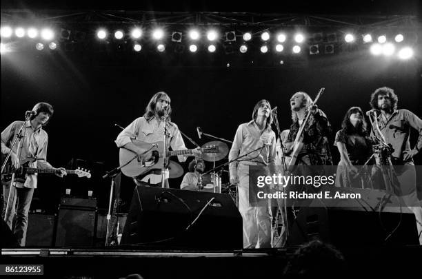 Photo of EAGLES and Linda RONSTADT and Jackson BROWNE and Joe WALSH and Randy MEISNER and Don HENLEY; L-R Randy Meisner, Dan Fogelberg, Don Henley,...