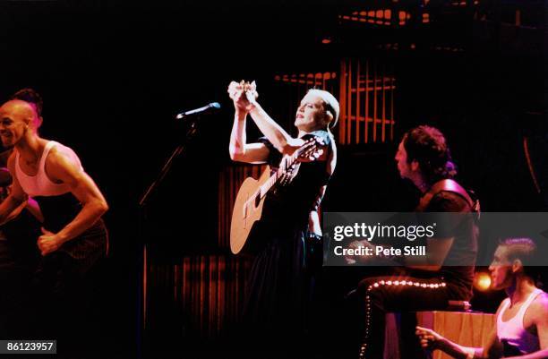 Madonna performs on stage on her Drowned World Tour, Earls Court, London, 12th July 2001.