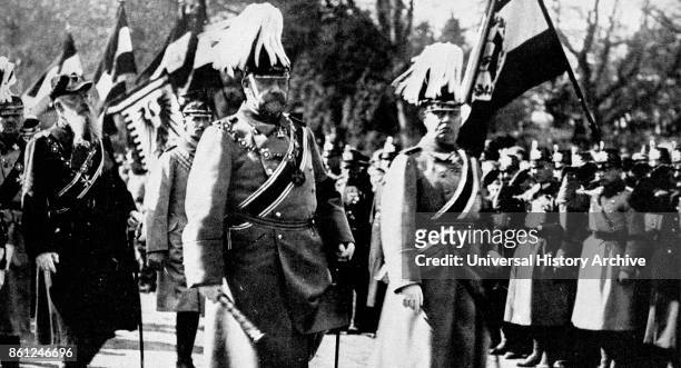Photograph of Emperor Wilhelm II King of Prussia and German Emperor, during the funeral of his first wife Augusta Victoria of Schleswig-Holstein ....