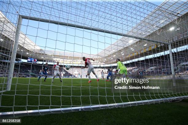 Benjamin Huebner of Hoffenheim scores a goal to make it 1:0 during the Bundesliga match between TSG 1899 Hoffenheim and FC Augsburg at Wirsol...