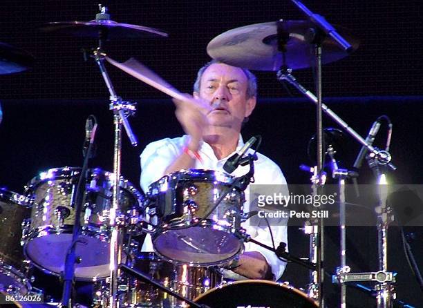 Photo of LIVE 8 and Nick MASON and PINK FLOYD, Nick Mason performing live onstage at Live 8, playing drums