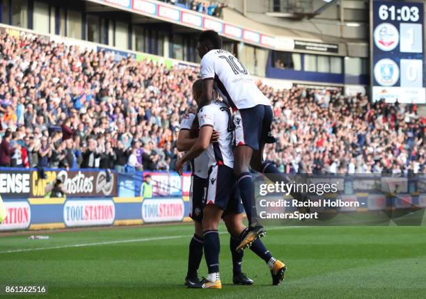 Bolton Wanderers' Darren Pratley celebrates his side's second goal during the Sky Bet Championship match between Bolton Wanderers and Sheffield...