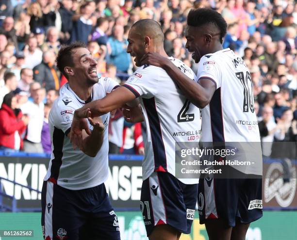 Bolton Wanderers' Darren Pratley celebrates his side's second goal during the Sky Bet Championship match between Bolton Wanderers and Sheffield...