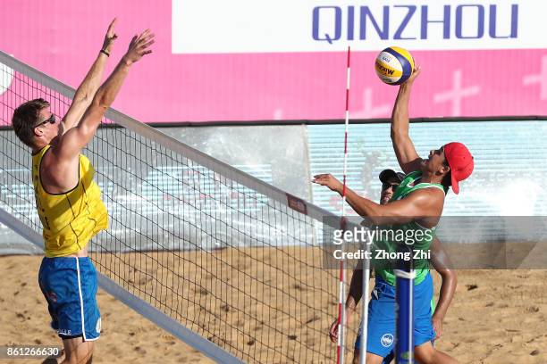 Juan Virgen of Mexico in action with Lombardo Ontiveros of Mexico during the semi final match against Dries Koekelkoren and Tom van Walle of Belgium...