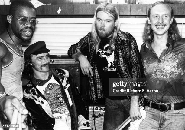 Photo of ALLMAN BROTHERS and Gregg Allman and Dickey BETTS and Jai Johanny Jaimone JOHANSON and Butch TRUCKS; L-R: Jai Johanny "Jaimoe" Johanson,...