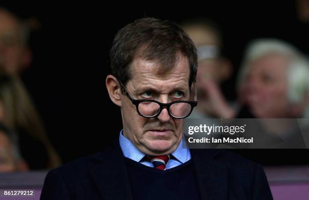 Journalist and Burnley fan Alastair Campbell looks on prior to the Premier League match between Burnley and West Ham United at Turf Moor on October...