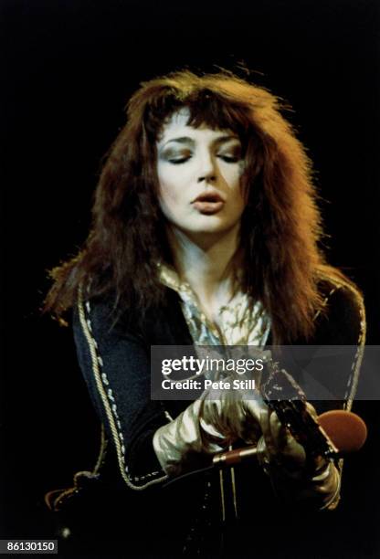 English singer Kate Bush performs on stage at Hammersmith Odeon, London, 12th May 1979.