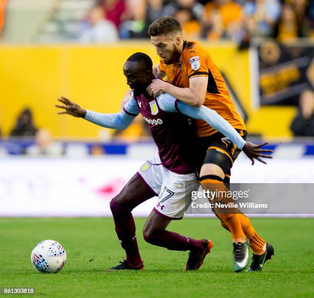 Albert Adomah of Aston Villa during the Sky Bet Championship match between Wolverhampton Wanderers and Aston Villa at the Molineux on October 14,...