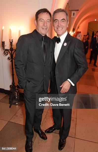 Jason Isaacs and James Nesbitt attend a cocktail reception at the 61st BFI London Film Festival Awards at Banqueting House on October 14, 2017 in...