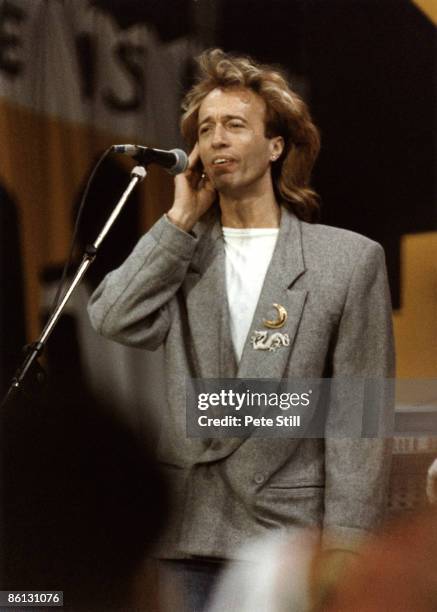 Photo of BEE GEES and Robin GIBB, Robin Gibb performing on stage at the Nelson Mandela 70th Birthday Tribute concert