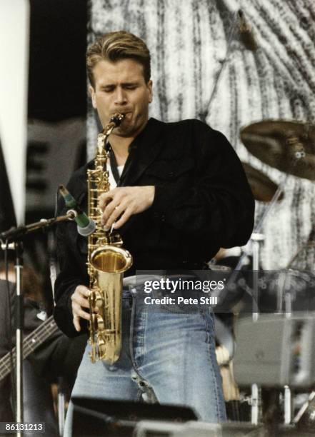 Photo of SPANDAU BALLET and Steve NORMAN, Steve Norman performing on stage at the Nelson Mandela 70th Birthday Tribute concert
