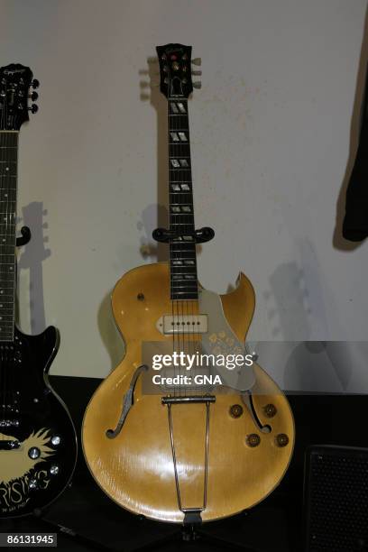 Photo of MEMORABILIA; Music memorbilia on display to be auctioned off for the "Icons of Music" auction benefiting Music Rising at The Hard Rock Cafe...