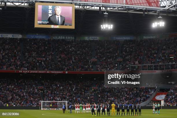 Major Eberhard van der Laan of Amsterdam during the Dutch Eredivisie match between Ajax Amsterdam and Sparta Rotterdam at the Amsterdam Arena on...