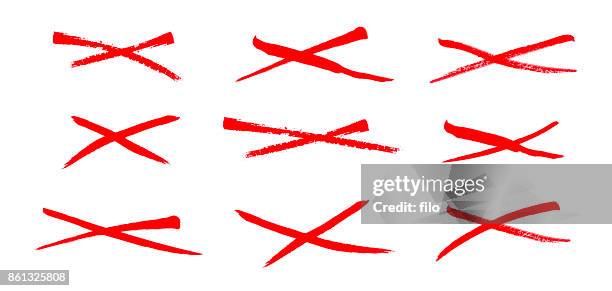 ilustrações de stock, clip art, desenhos animados e ícones de crossed out x mark hand drawn - cruzar
