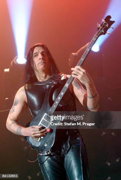 Photo of MANOWAR and Joey DeMAIO, Joey DeMaio performing on stage