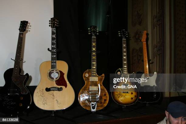 Photo of MEMORABILIA; Music memorbilia on display to be auctioned off for the "Icons of Music" auction benefiting Music Rising at The Hard Rock Cafe...