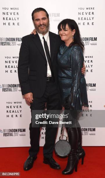 Joaquin Phoenix and director Lynne Ramsay attend the Headline Gala Screening & UK Premiere of "You Were Never Really Here" during the 61st BFI London...
