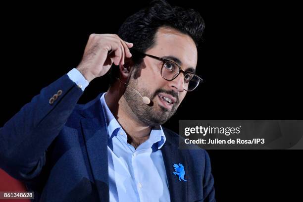 French Junior Minister for the Digital Sector Mounir Mahjoubi attends the third edition of Bpifrance INNO generation at AccorHotels Arena on October...