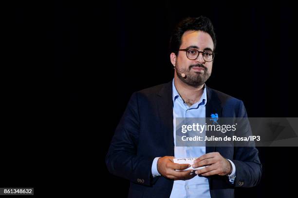 French Junior Minister for the Digital Sector Mounir Mahjoubi attends the third edition of Bpifrance INNO generation at AccorHotels Arena on October...