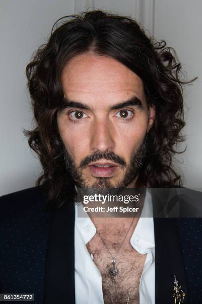 Russell Brand takes part in a discussion at Esquire Townhouse, Carlton House Terrace on October 14, 2017 in London, England.