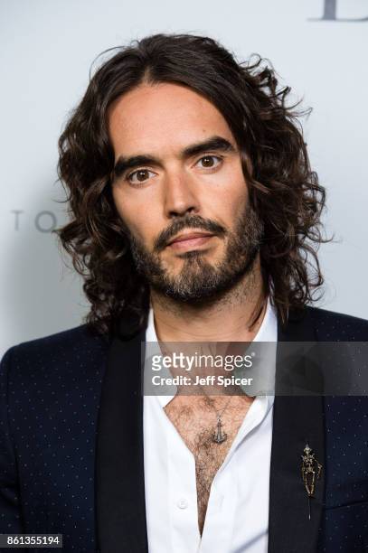 Russell Brand takes part in a discussion at Esquire Townhouse, Carlton House Terrace on October 14, 2017 in London, England.