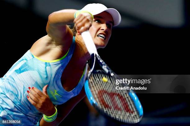 Arina Rodionova of Australia in action against Anastasia Potapova of Russia during the women's singles tennis qualifying match within the...