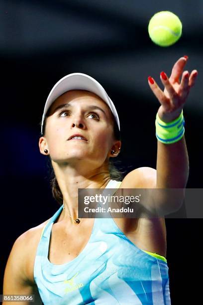 Arina Rodionova of Australia in action against Anastasia Potapova of Russia during the women's singles tennis qualifying match within the...