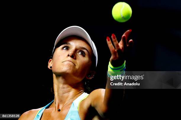 Arina Rodionova of Australia in action against Anastasia Potapova of Russia during the women's singles tennis qualifying match within the...