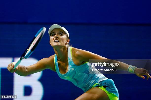 Arina Rodionova of Australia in action against Anastasia Potapova of Russia during the women's singles tennis qualifying match within the...